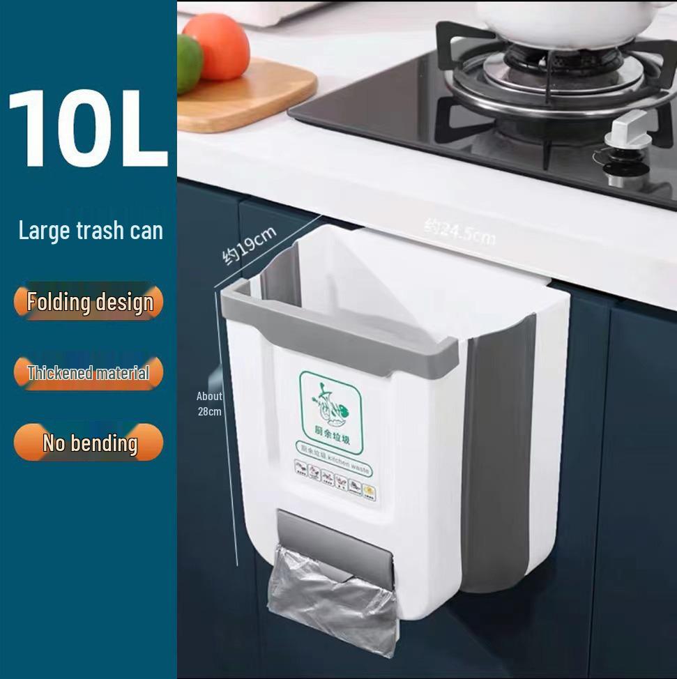 Large Wall-Mounted Folding Kitchen Trash Can for Cabinet Doors