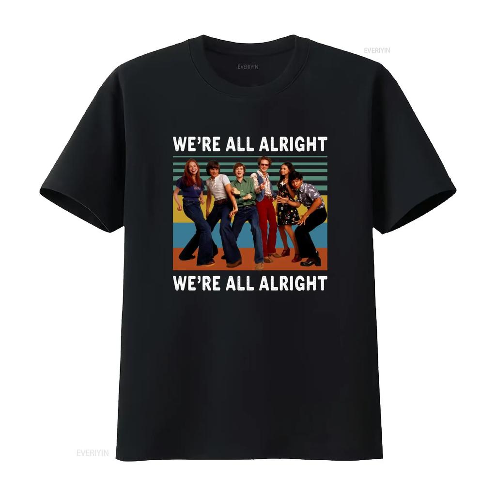 Vintage Retro That 70s Show Were All Alright Cast Print Casual T Shirt Vintage Breathable Graphic Top For Everyday Wear