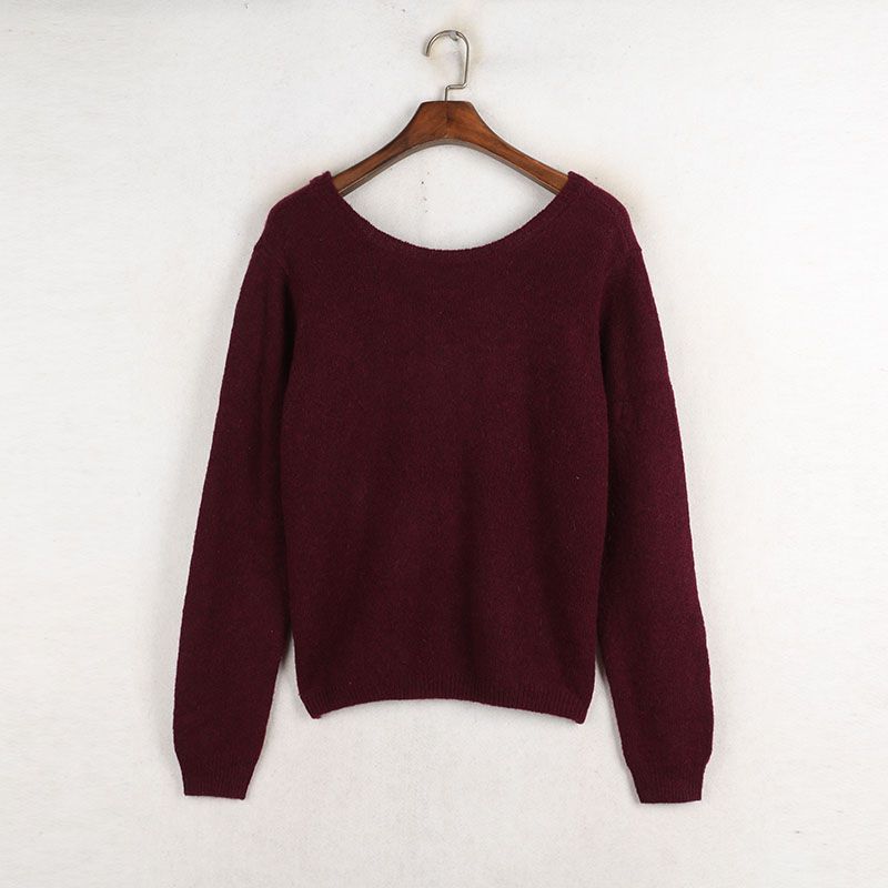 

Sunshine House Autumn Clothing Export European and American Style Lace Patchwork round Neck Long Sleeve Sweater Plus Size Base Knitwear Wool Burgundy Bust size 108-116