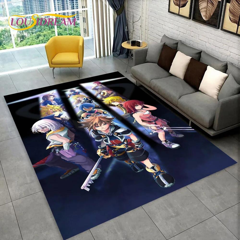 HD Cartoon Kingdom Hearts Games 3D Carpet Rug for Bedroom Living Room Home Sofa Decoration,Children Large Decor Floor Mat Gift