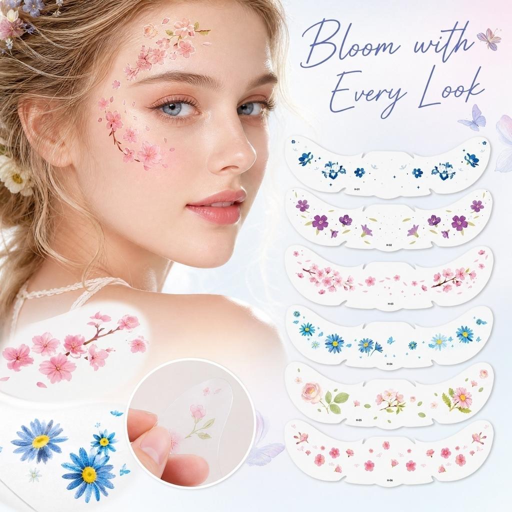 Heart and Flower Temporary Face Stickers Realistic Look Decorative Body for Women