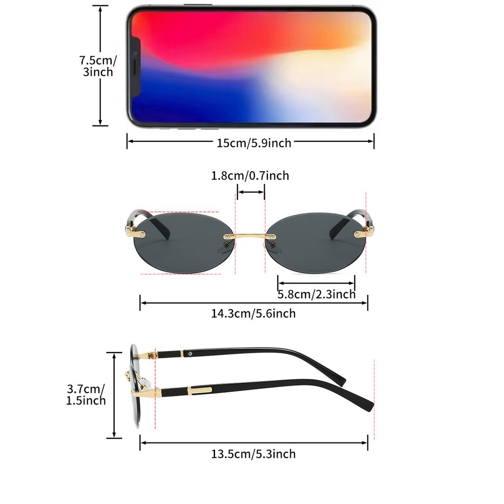 Trendy Retro Metal Gradient Shades Women Stylish Oval Vacation Beach Sunglasses Men's Chic Driving Anti UV Sun Glasses