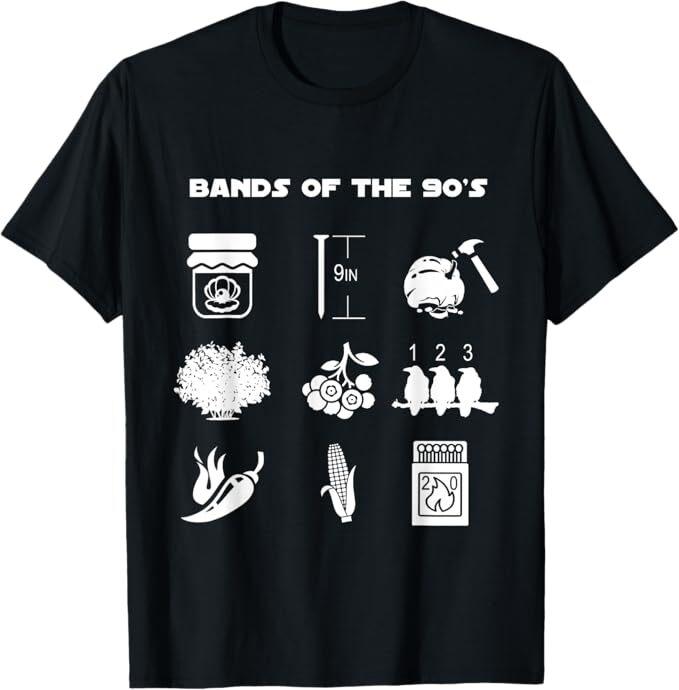 Funny Retro 90s Music Bands Icons Nostalgic Pop Culture T-Shirt