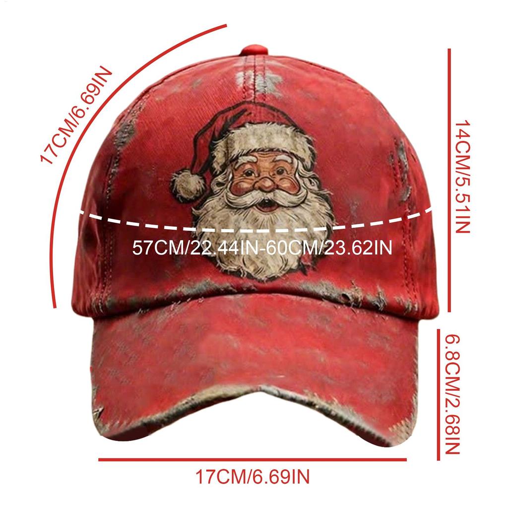 Trucker Hat Weihnachtsrot Lustig Vintage Feiertag Gewaschen Santa Print Hut für Täglich Reisen Pendeln Outdoor Camping Wandern Sport
