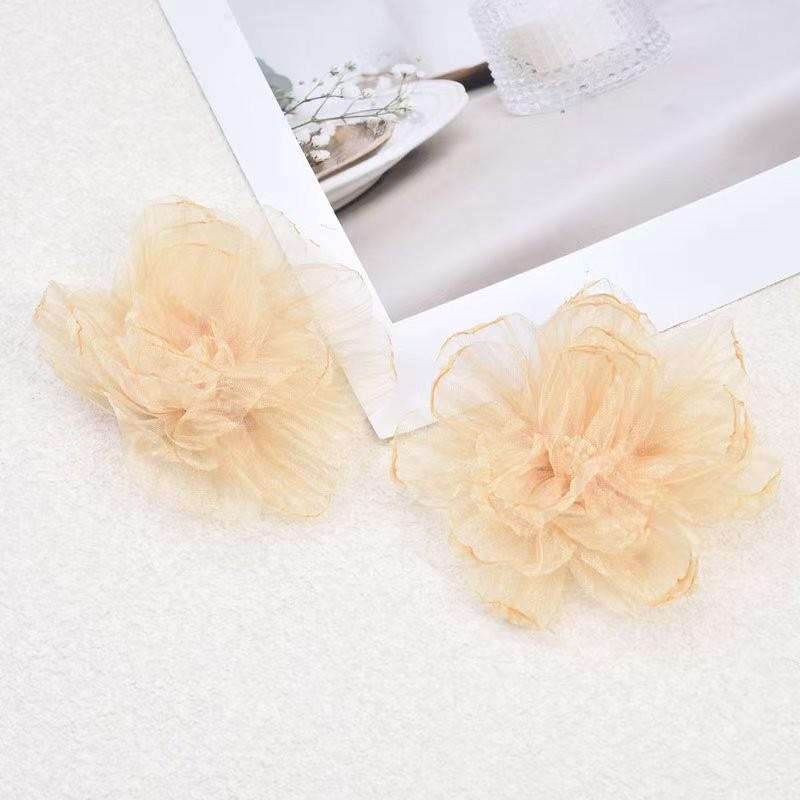 Korean Style Handmade Organza Flowers - Burned Edge DIY Accessories for Hats, Headwear, and Clothing Notions