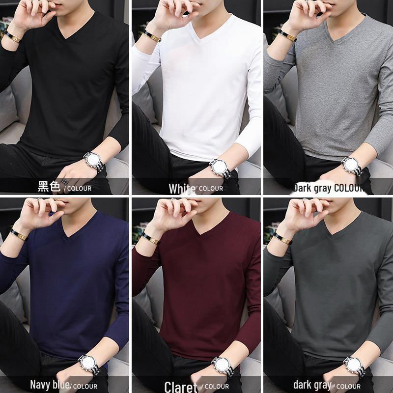 2021 Men's Trendy V-Neck Long-Sleeve T-Shirt for Autumn/Winter