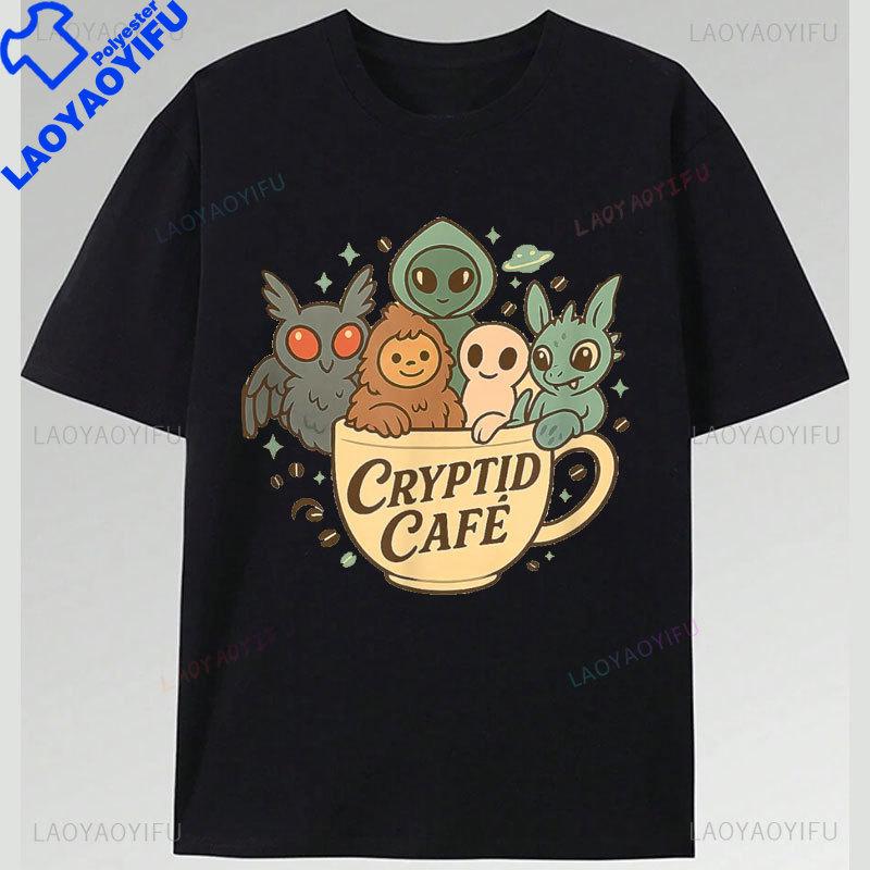 

Sweet MothUnisex Cute Bigfoot Aliens Cryptid Cafe Cryptozoology TShirt Casual Funny Kawaii Cute Gtaphic Printed Tee S