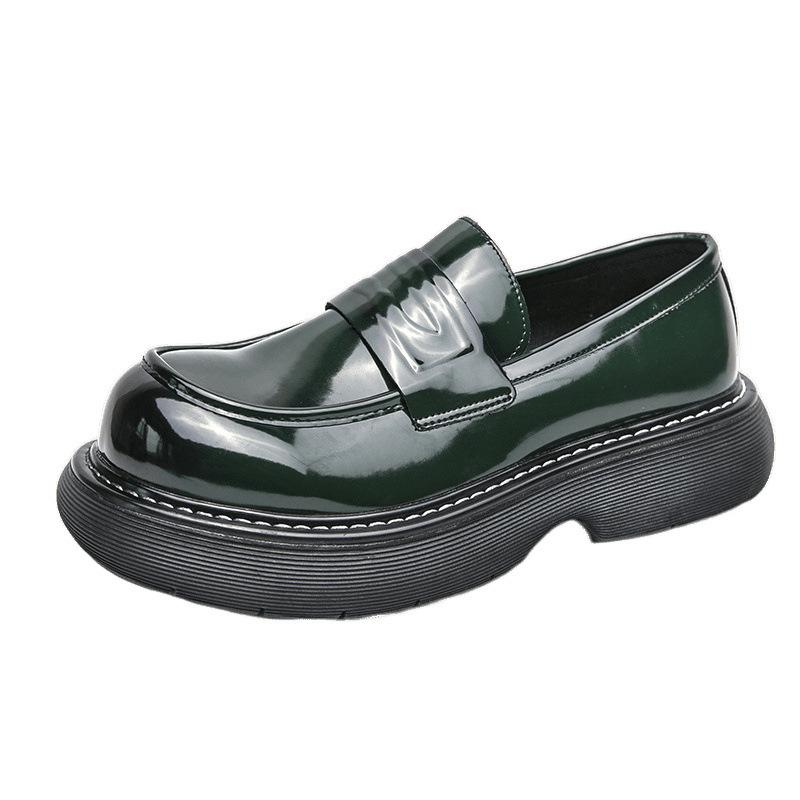 2025 Loafers Men's 2025 Spring and Autumn New Leather Shoes Men's Muffin Platform Big Head Shoes Business Dress Small Leather Shoes
