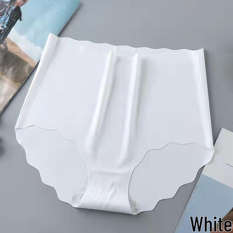 One-Piece Seamless Ice Silk High-Waist Hip-Lifting Women's Underwear with Wavy Edge and Breathable Pure Cotton Crotch.
