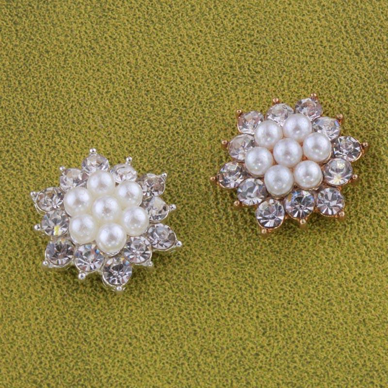 

Engood 100Pcs Rhinestones Snowflake Pearl Button Sewing Trim & Embellishments Craft Buckle Headband Kids Hair Wedding Decoration