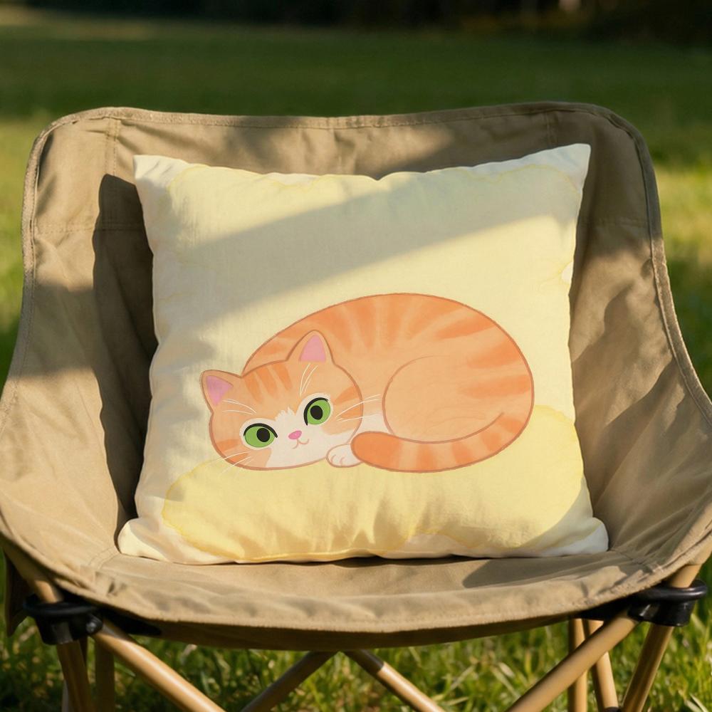 Chubby Cute Orange Cat Cushion Cover Soft Reversible Durable Pillow Cover MultiScene Use for Home Car Daily Comfort