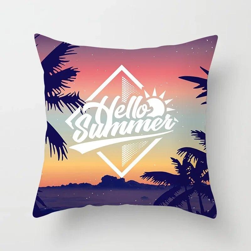 45X45CM Summer Beach Charming Landscape Pillowcase Palm Tree Plant  Bed Sofa Car Cushion Cover Home Decoration