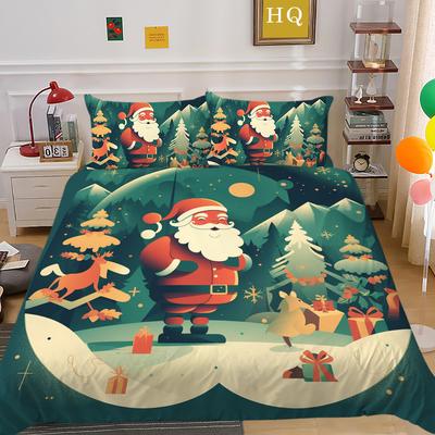 Santa Claus 3D Printed Polyester Pillowcase Quilt Cover Two Or Three Piece Set