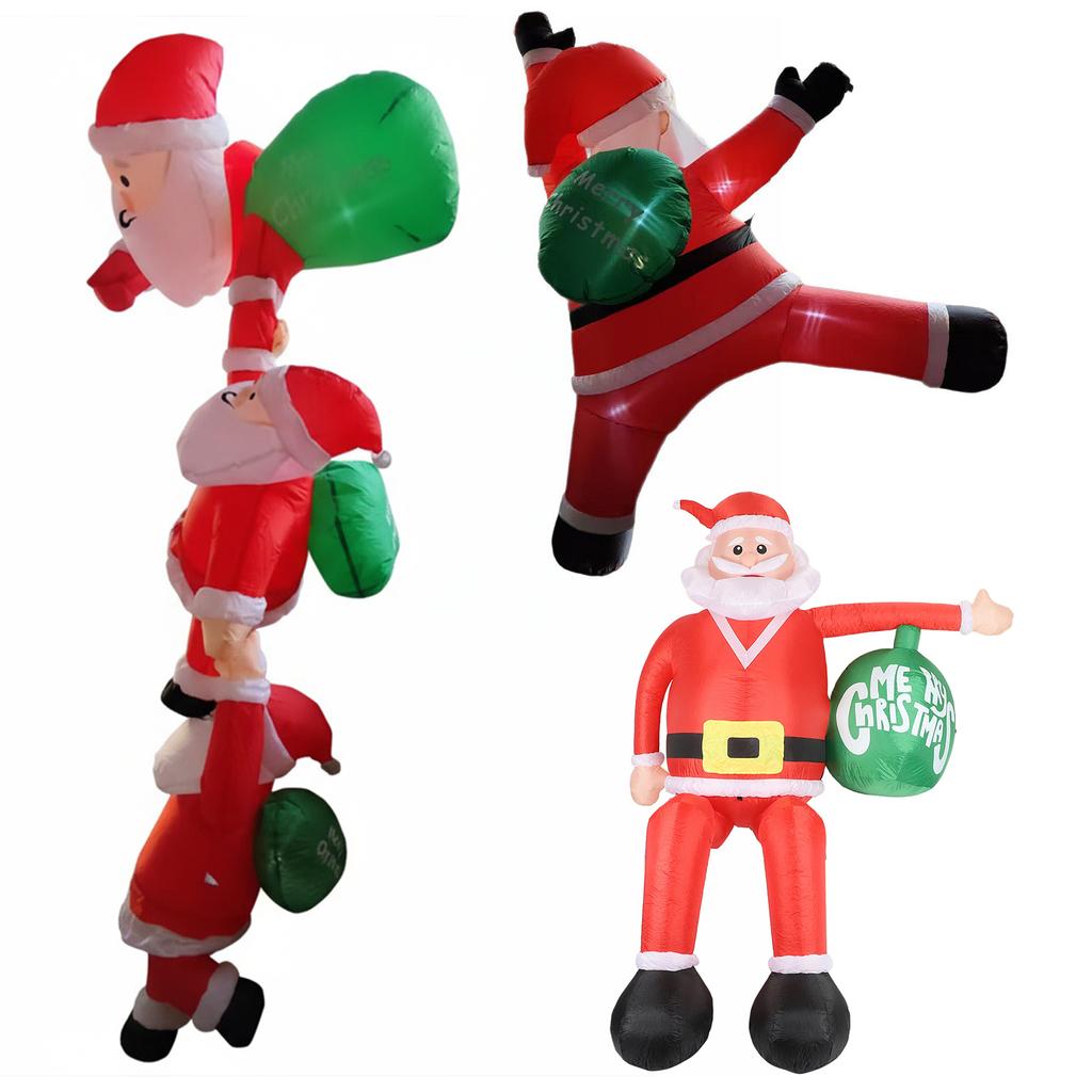 Christmas Inflatable Outdoor Decoration Climbing Santa Claus Gingerbread Inflatable Santa Claus Outdoor with Elf & Reindeer Deco