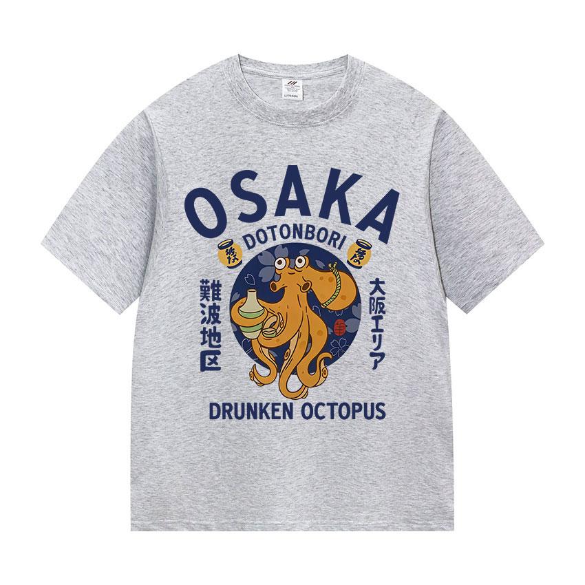 Japanese Osaka Dotonbori Drunken Octopus Food Lover Funny Graphic Tee Shirt Mens Women Fashion High Quality Cotton TShirts Tops