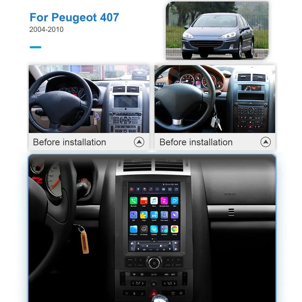 WIFI 4G Tesla Style For Peugeot 407 1 2004 - 2010 Android Car Radio Stereo GPS Navigation Multimedia Video Player No 2din 9.7''