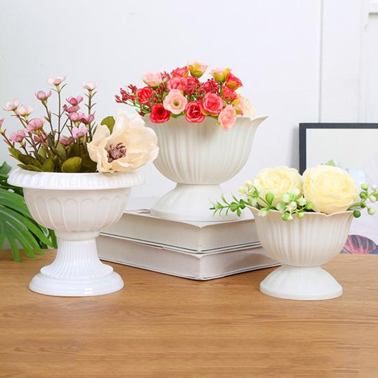 Runder Mini-Blumentopf aus Kunststoff Vintage Schreibtisch-Pflanzenbehälter für Kräuter Entwässerung Bereit Innen Außen Pflanzgefäß für Zuhause Büro Garten