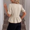 Belted Top with Collar, Summer Chic Multi-color Short-sleeved Blouse for Women