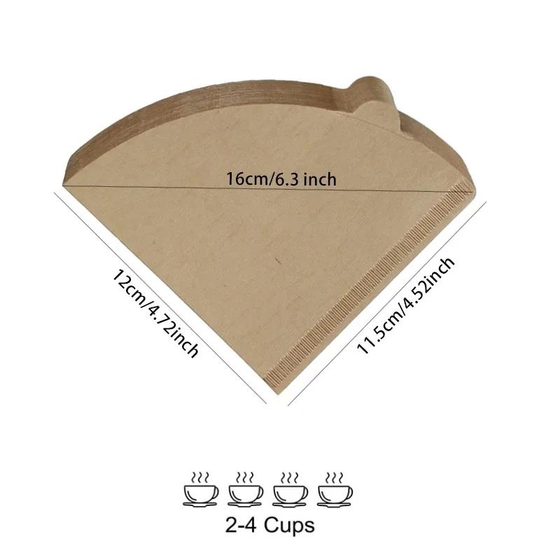 10-100 PCS Coffee Filter Paper V-Shaped Wood Pulp Cone Filter Pour Over 2-4 Cups Natural Drip Coffee Paper Filters Accessories