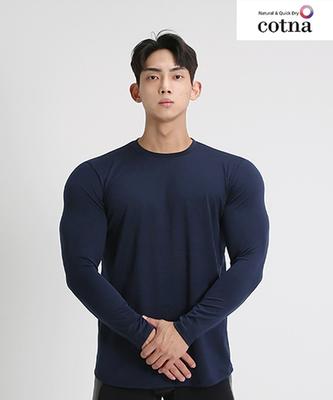 T-shirt RVD Premium Liscia Muscle Fit a Manica Lunga (marina)