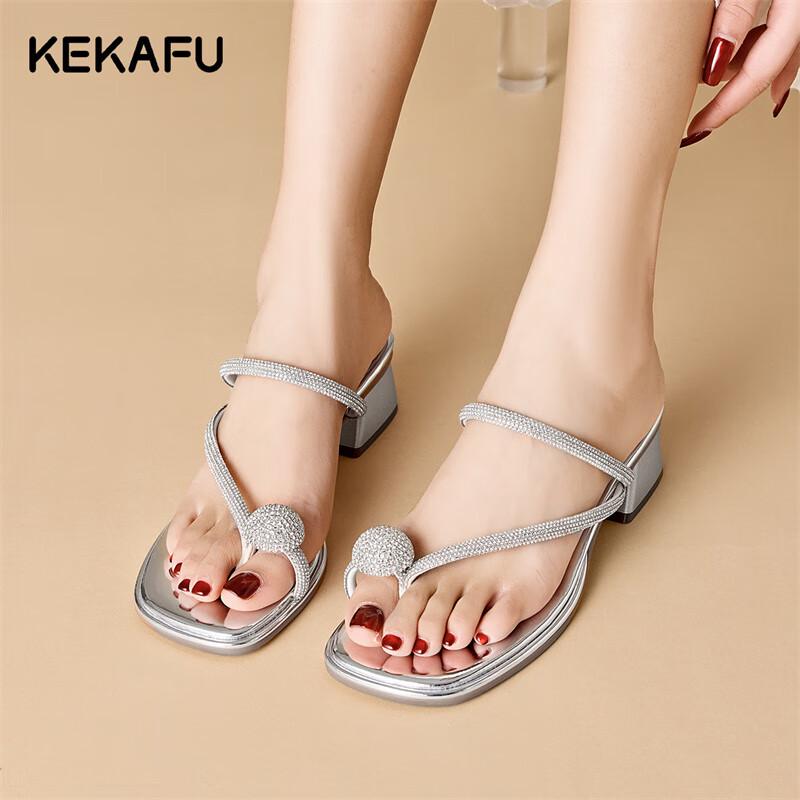 Women s Casual Platform Slide Sandals 37 серебряный