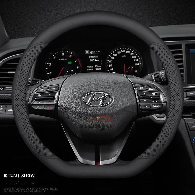 Car Leather Steering Wheel Cover for Hyundai NEXO IONIQ 5 6 9 XRT N Line EV 2024 2025 Accessories
