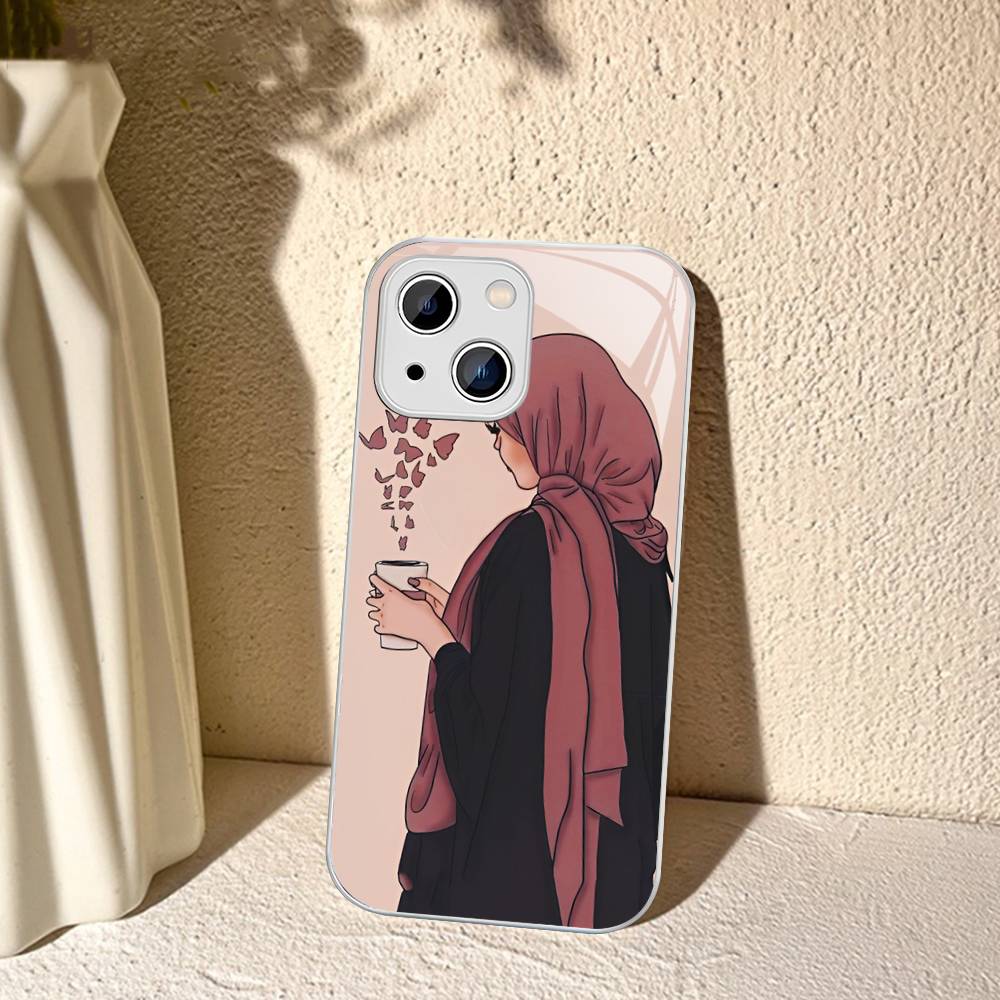 

Muslim Arabic Hijab Girl For IPhone 14 13 12 Mini 11 Pro XS Max X XR 14 Plus Tempered Glass Cover iphone 12 pro