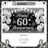 Happy 60th Anniversary Banner Decor Black Silver – Glitter Love Heart Happy 60 Years Wedding Anniversary Party Backdrop Theme Decorations for Women