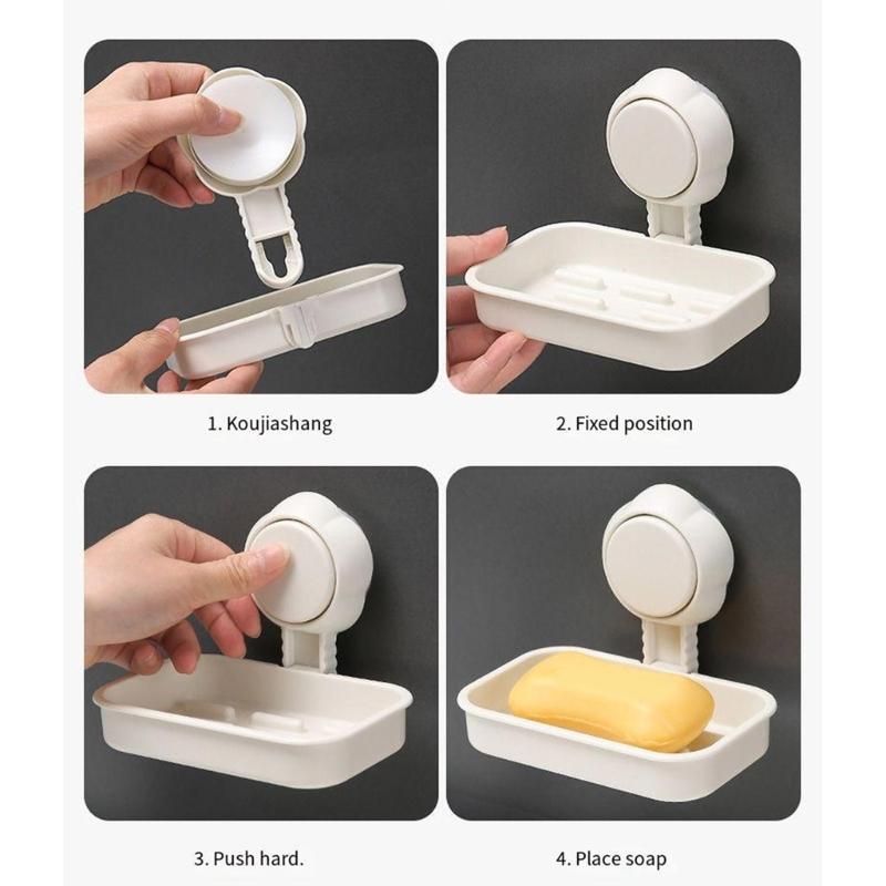 2pcs Suction Cup Soap Dish Soap Holders Wall Mounted Not Drilling Required Soap Box For Bathroom And Kitchen Soap Rack