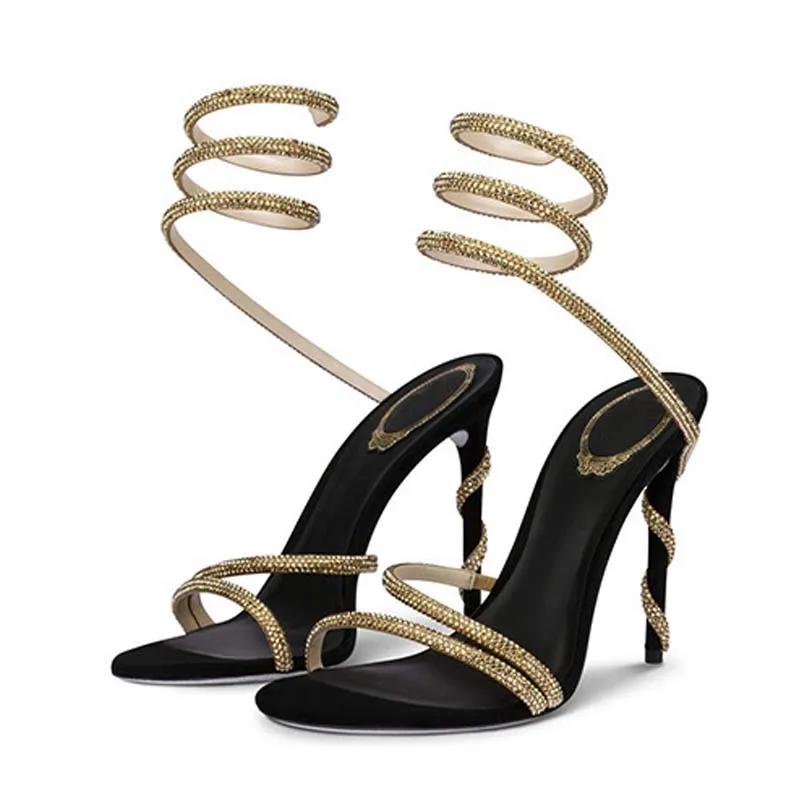 Fashion Eilyken Fashion Crystal Diamond Ankle Strap Women Sandals Sexy Open Toe Thin Heels Nightclub Banquet Party Shoes Zapatos De Muje