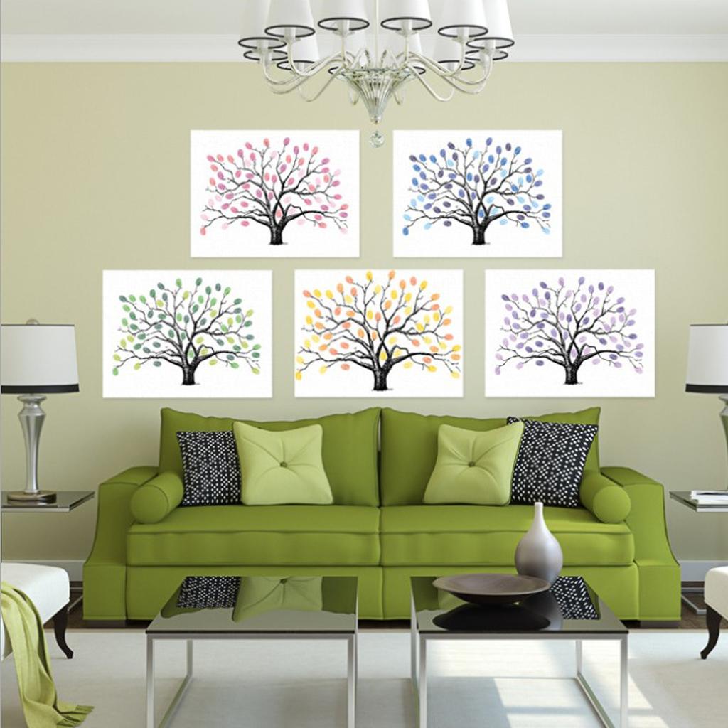 Guest Sign In Book With Ink Pad, Fingerprints Tree