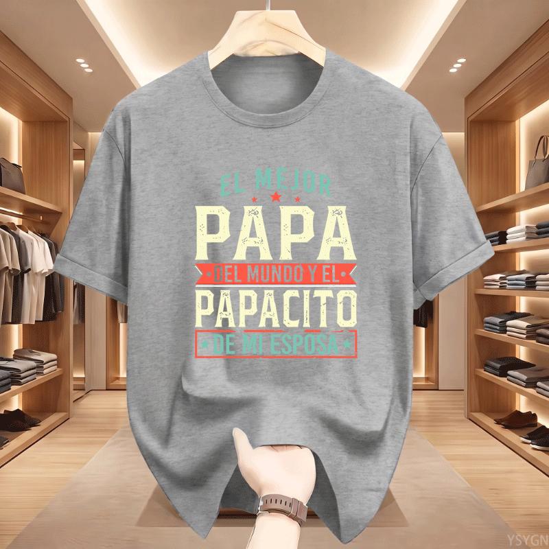 The Best Dad In the World T-shirt Gift for Dad T-Shirt Spanish Father's Day Tees Crewneck Short Sleeve Printed Tees Clothing