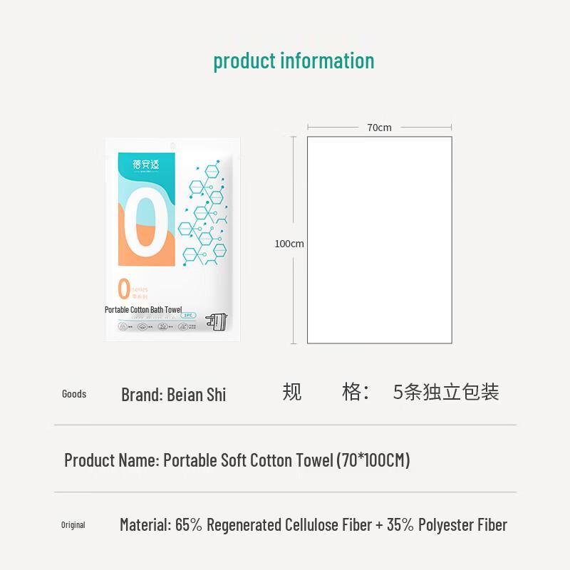 Beianshi Disposable Thick Travel Bath Towel - 5 Pack