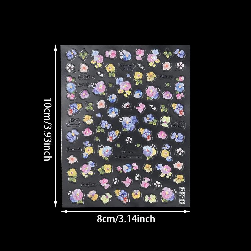 5D Exquisite Flower Nail Sticker 1sheet Colorful Floral Nail Decal 8*10cm Self-adhesive Luxurious Daisy Nail Art Sticker Decor
