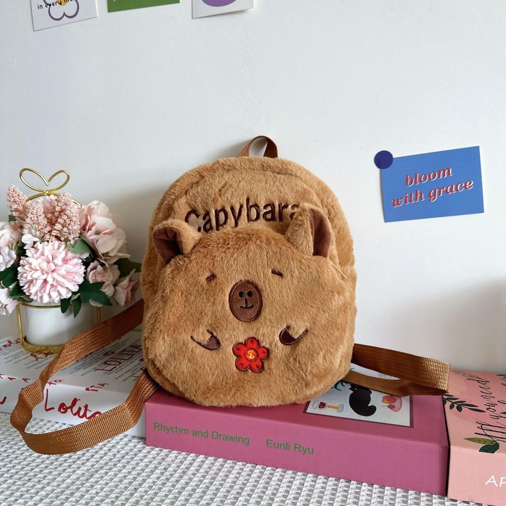 Embroidered Capybara Plush Backpack PP Cotton Large Capacity School Bag  Gifts