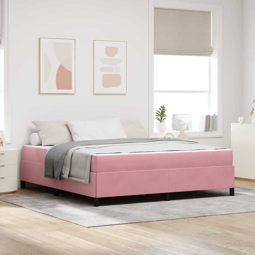 Bed Frame with Mattress Pink 180 x 200 cm Fabric