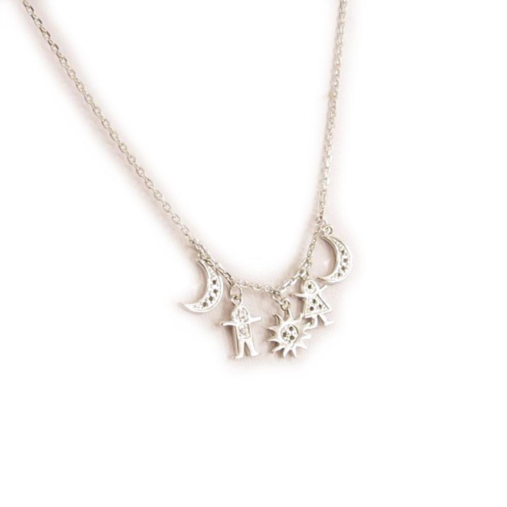 Les Trésors De Lily [C6809] - Silver Necklace 'Famille' Silver White (rhodium-plated) - 15 Mm