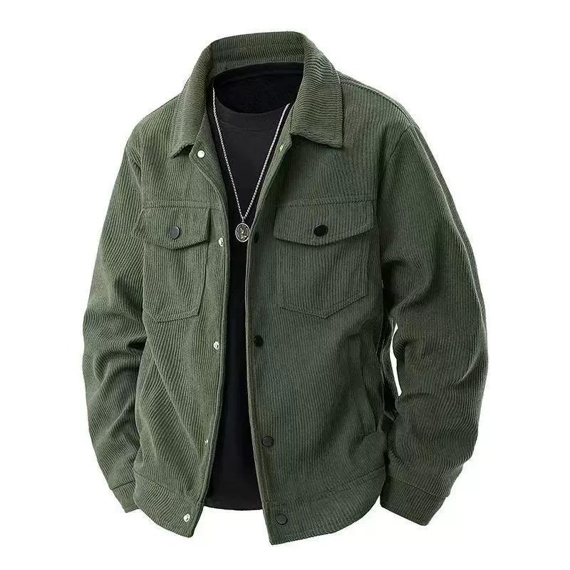 

Men s Premium Corduroy Trucker Jacket, Vintage Utility Pocket Design, Elevated Smart Casual Essential 4XL зелений