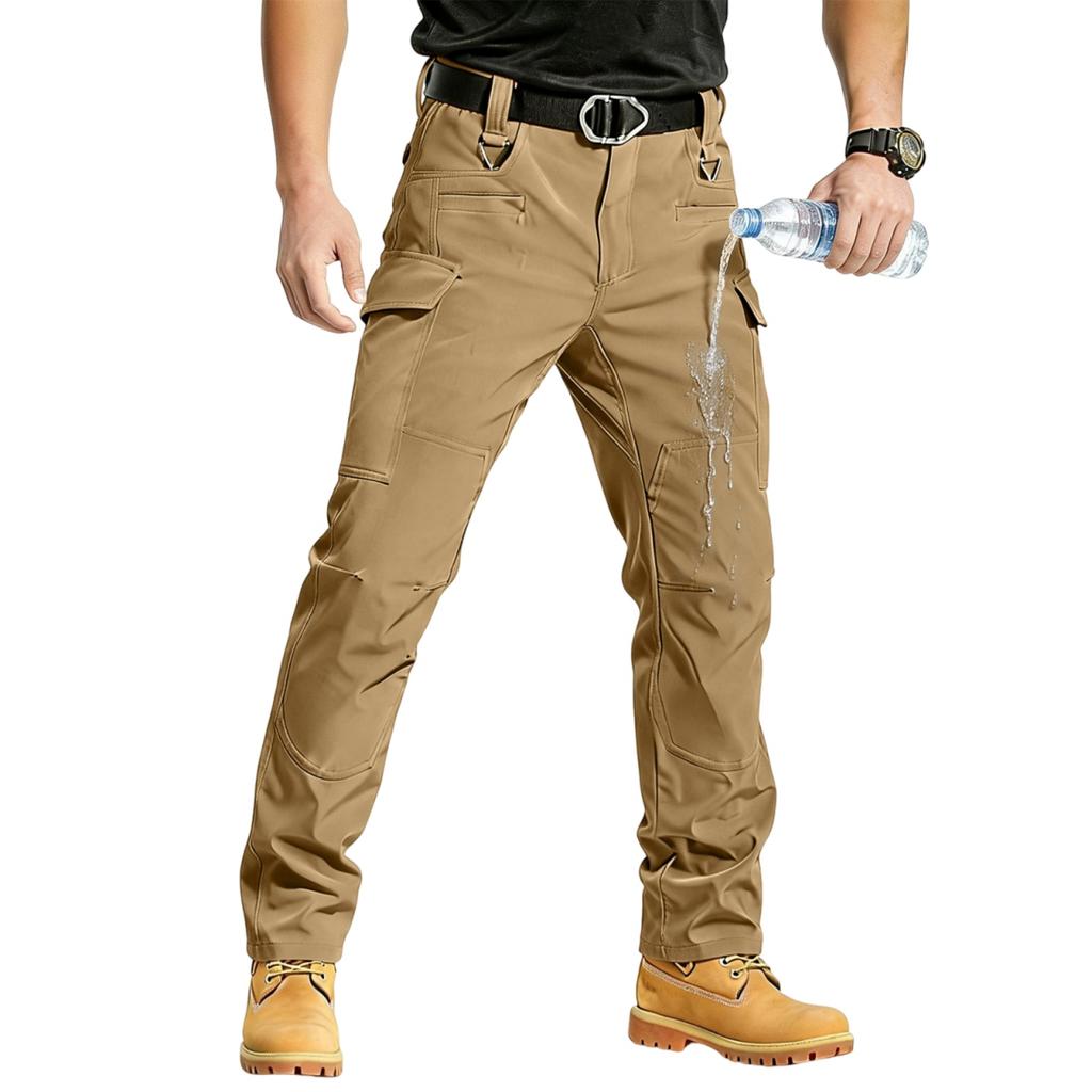 Men Cargo Pants Multi Pocket Outdoor Straight Fit Durable Utility Trousers with Belt Loop Zipper Closure