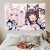 1pc N-Nekopara C-Chocola Vanilla Maid Tapestry Polka Dot Background Wall Hanging Kawaii Decor Teen Girls Bedroom Dorm Fans Gift