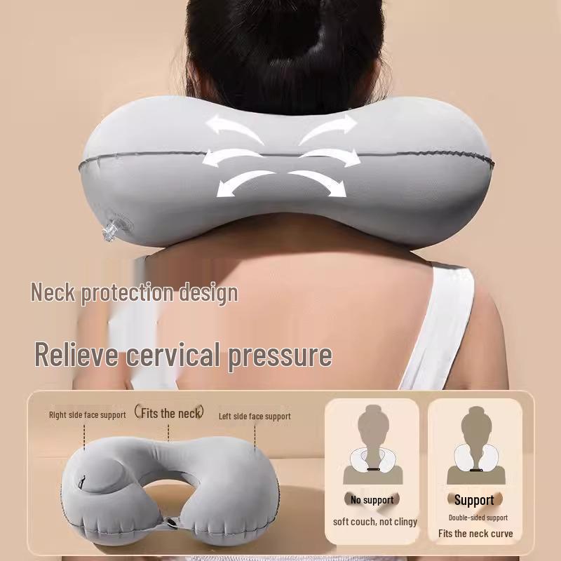 Inflatable U-Shaped Travel Neck Pillow for Car & Airplane
