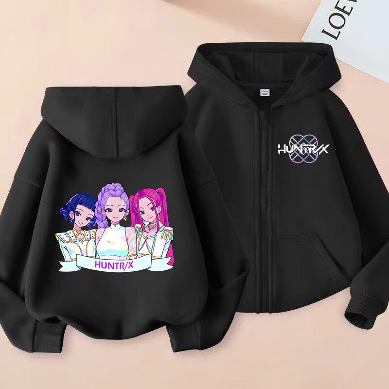 Peripheral print fashion boys and girls zip hoodie casual sweater