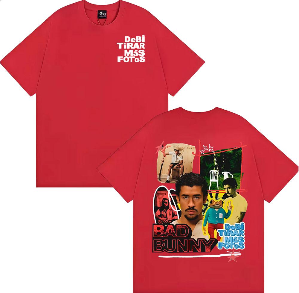 Rapper Bad Bunny Debi Tirar Mas Fotos DTMF Album Tshirts Men Women Fashion Retro Short Sleeve T Shirt 100 Cotton Loose Tshirt