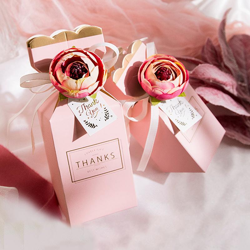 5 Pcs Wedding Favors Candy Box Baby Shower Paper Gift Box Craft Candy Food Best Gift Bag For Christmas Flower Boxes