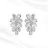 Super flash zircon flower leaf ear clips, high-end niche design, celebrity temperament stud earrings, exquisite earrings, no ear piercings.