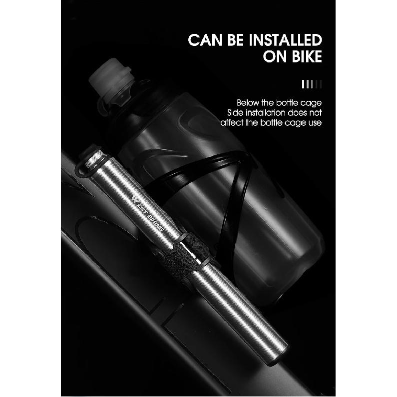 WEST BIKING Tragbare Fahrradpumpe Aluminiumlegierung Fahrrad Luftpumpe Reifenfüller Schrader/Presta Universal Rennrad Zubehör