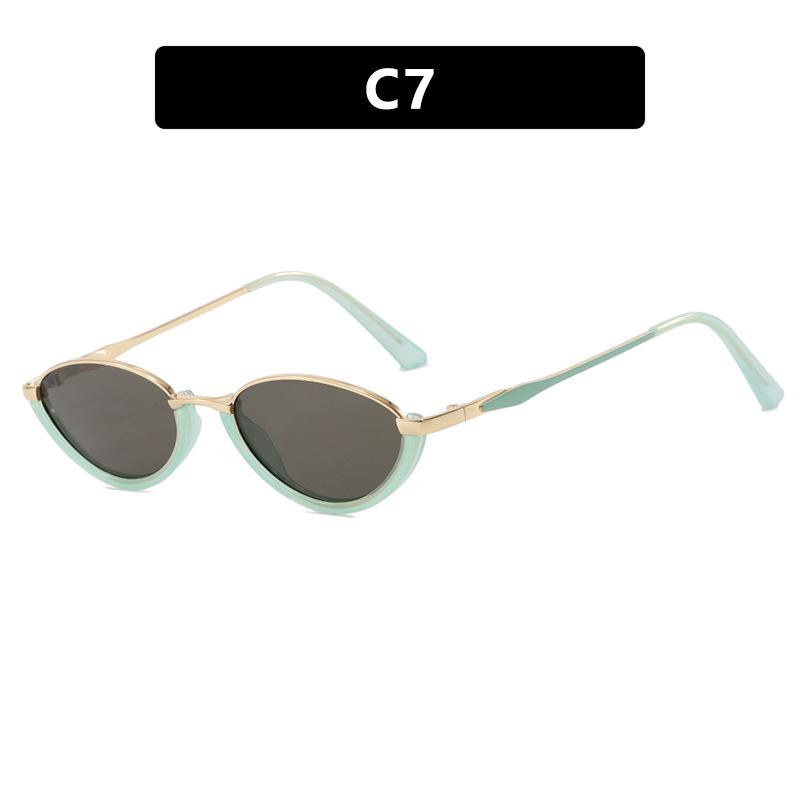 

Small Frame Metal Cat Eye Sunglasses Personalized Elliptical Sunglasses Retro Travel Sunscreen Sunglasses