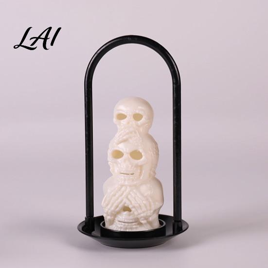 Indoor Spooky Ambient Lighting Halloween LED Skull Night Light Resin Decorative Candle Lamp Festive Table for Room Haunted House Unique Tabletop