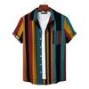 Men Shirt Contrast Color Vintage Striped Short Sleeves Single-breasted Daily Wear Cotton Pocket Men Summer Top Men Clothes