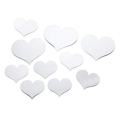 10PCS Heart Shaped Mirror Wall Sticker 3D Mirror Art Decor DIY Wall Decoration